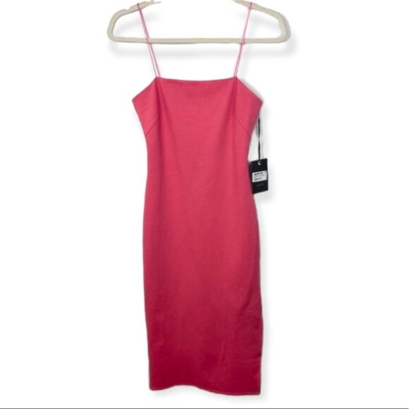 NWT 4SI3NNA Soren Sleeveless Side Slit Dress Neon Pink Size XS New With Tag Midi - Picture 3 of 9